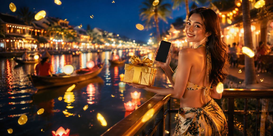 Giao diện chơi casino di động khi tham gia lễ hội ở Hội An